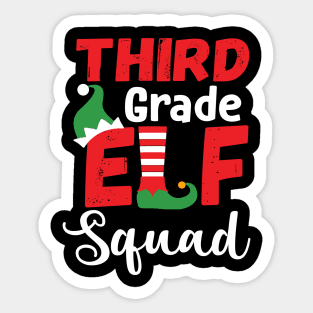 Cute Third Grade Elf Squad Teacher Christmas Sticker